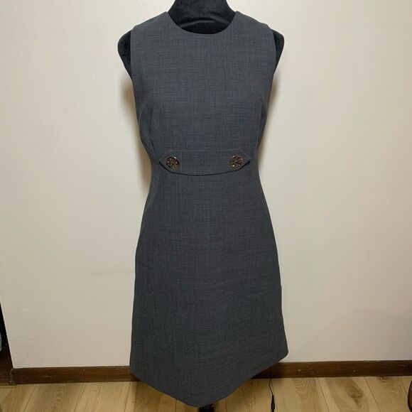 Tory Burch gray sleeveless mini dress wool blend sheath women’s size 4 - Picture 1 of 15